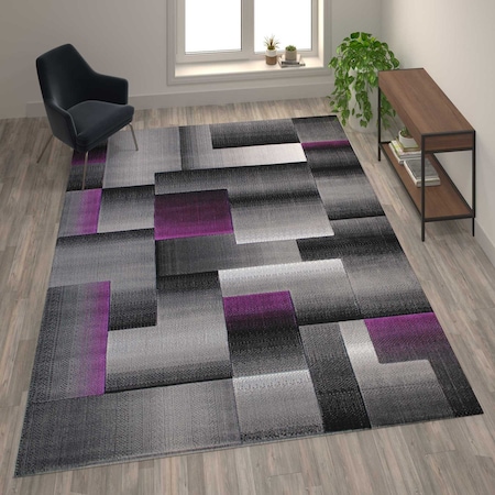 Flash Furniture Purple 8' x 10' Modern Color Blocked Area Rug ACD-RGTRZ861-810-PU-GG